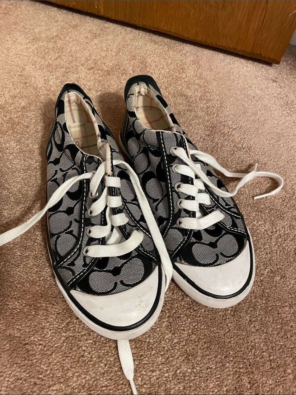 Coach Black & White Signature Canvas Lace-Up Sneakers
